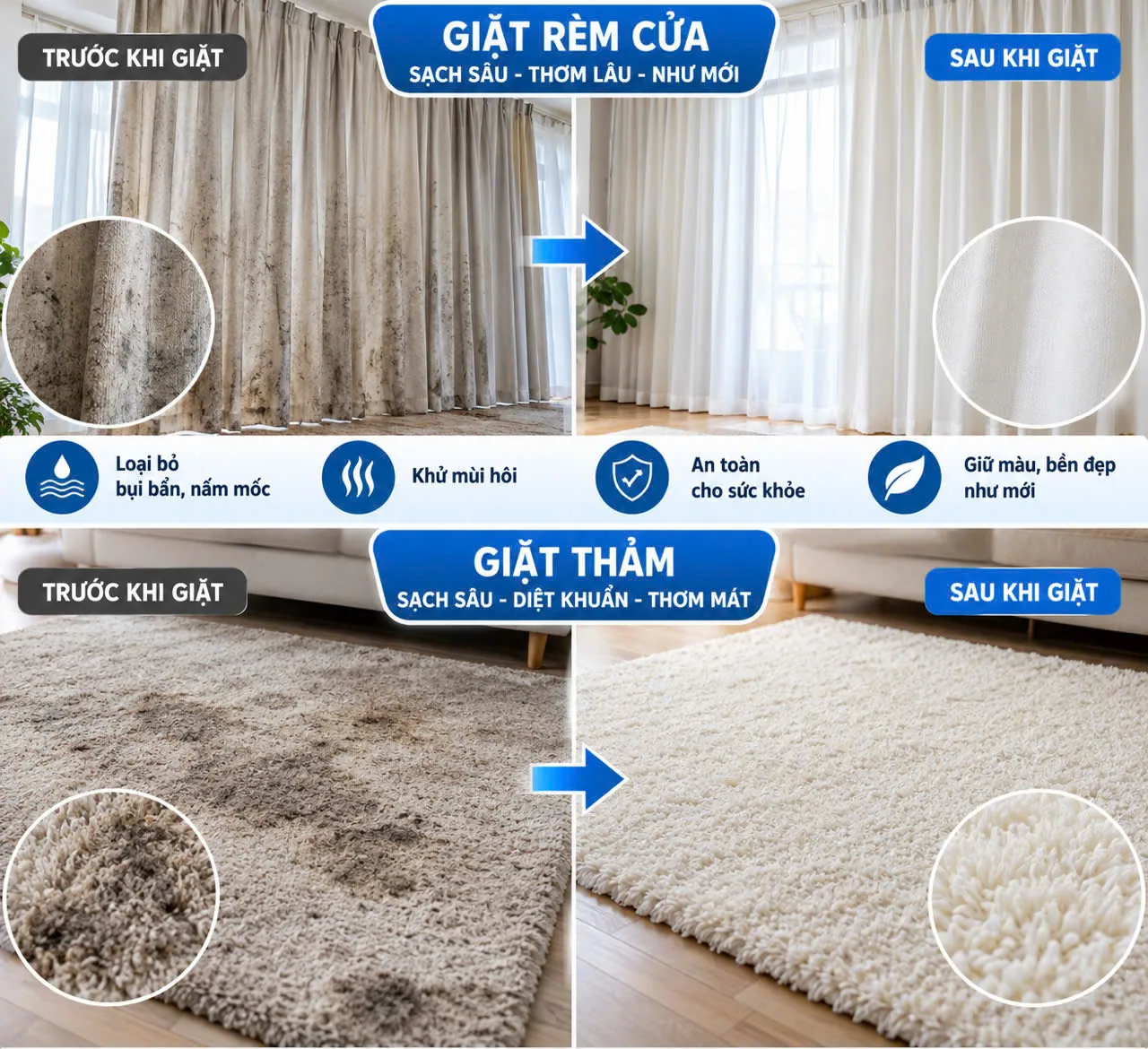Giặt rèm cửa, thảm